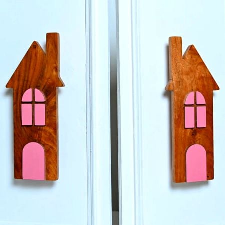 Handcrafted Acacia Wood House Handle Pair